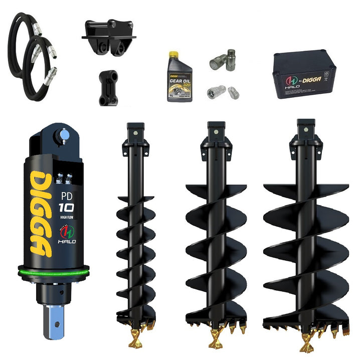 Digga PDH10HF HALO 75mm square auger drive combo package excavator up to 10T Earthmoving Warehouse