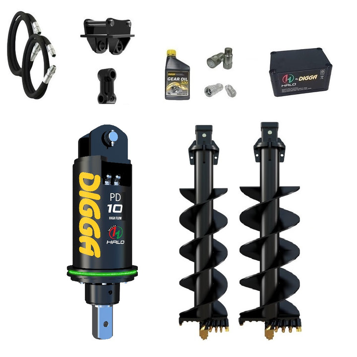 Digga PDH10HF HALO 75mm square auger drive combo package excavator up to 10T Earthmoving Warehouse