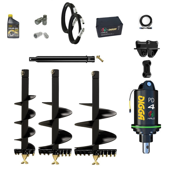 Digga PDH4-2 HALO 65mm round auger drive combo package mini excavator up to 5T Earthmoving Warehouse