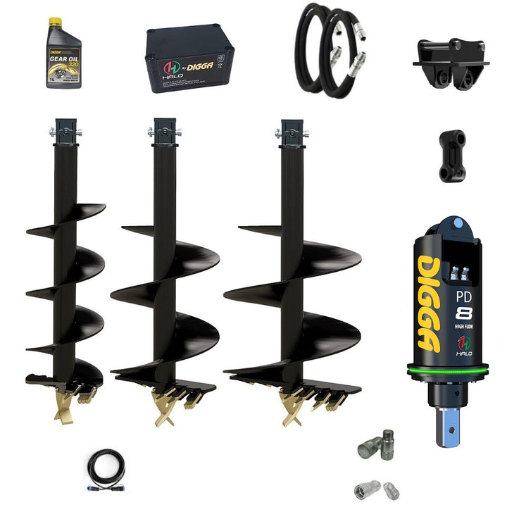 Digga PDH8HF HALO auger drive combo package excavators up to 7.5T with 6 series augers Earthmoving Warehouse