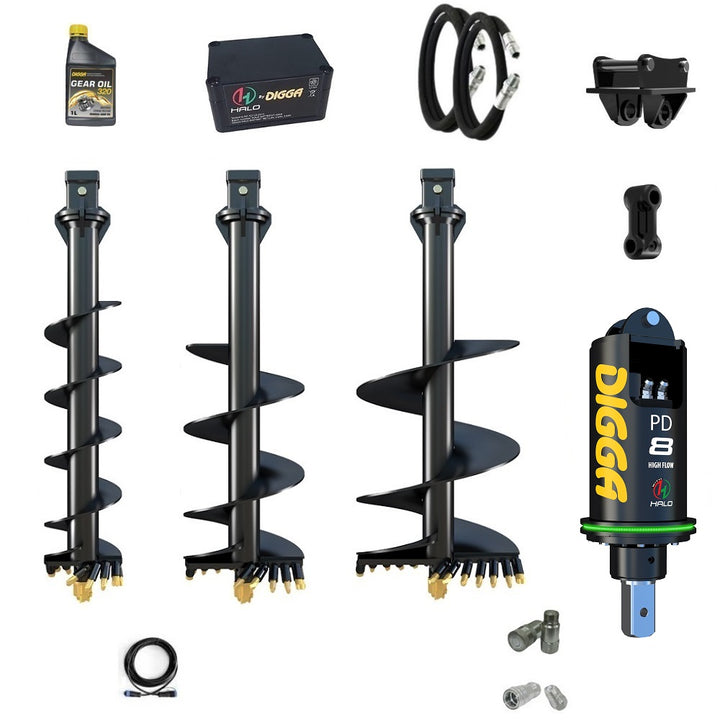 Digga PDH8HF HALO auger drive combo package excavators up to 7.5T with 6 series augers Earthmoving Warehouse