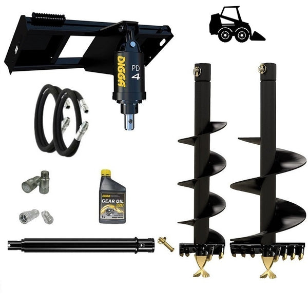 Digga PD4-2 65mm round auger drive combo package skid steer up to 120Hp Earthmoving Warehouse