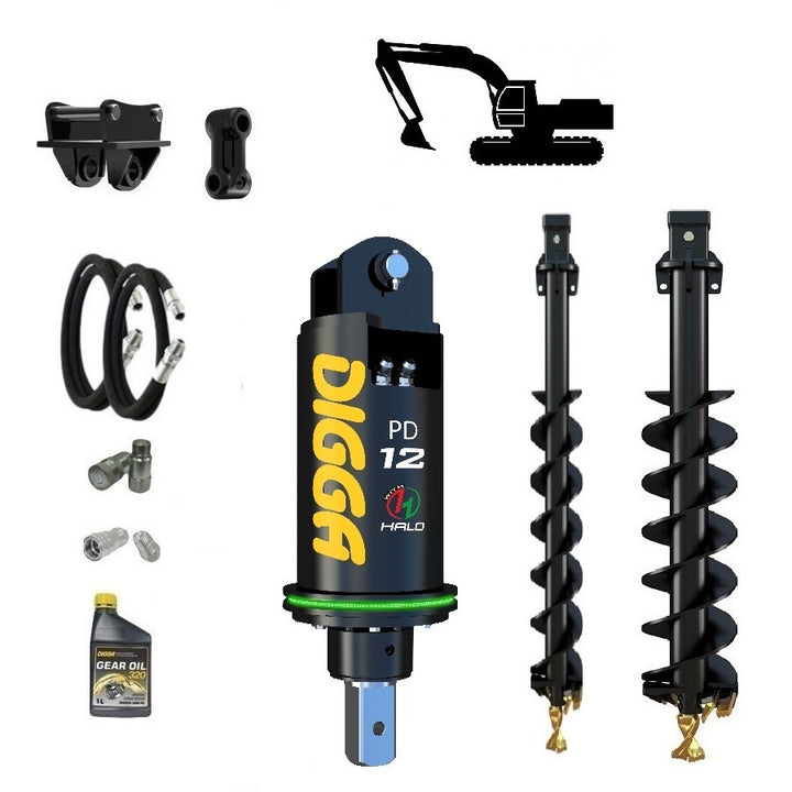 Digga PDH12 HALO auger drive combo package excavator up to 12T Earthmoving Warehouse