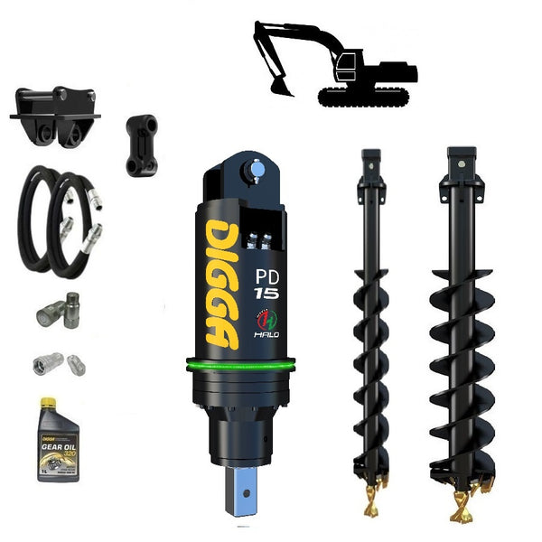 Digga PDH15 HALO auger drive combo package excavator up to 15T Earthmoving Warehouse