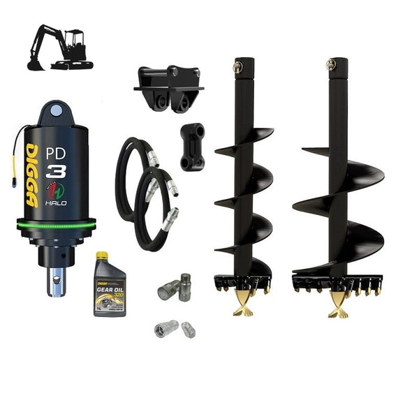 Digga PDH3 HALO auger drive combo package mini excavator up to 4T Earthmoving Warehouse