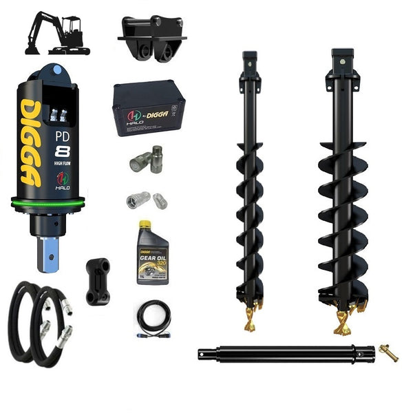 Digga PDH8 HALO auger drive combo package excavators up to 8T with 8 series Earthmoving Warehouse