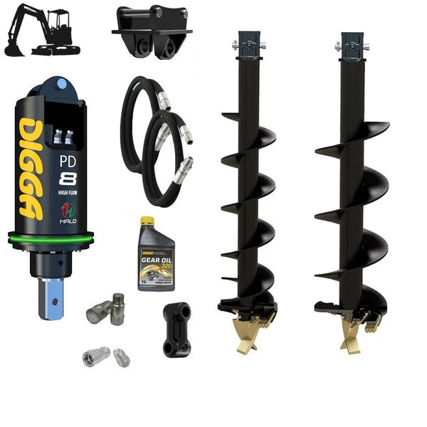 Digga PDH8HF HALO auger drive combo package excavators up to 7.5T with 6 series augers Earthmoving Warehouse