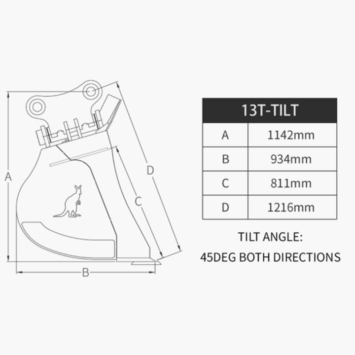 Tilting Mud Bucket 10-15T to suit Excavators Earthmoving Warehouse