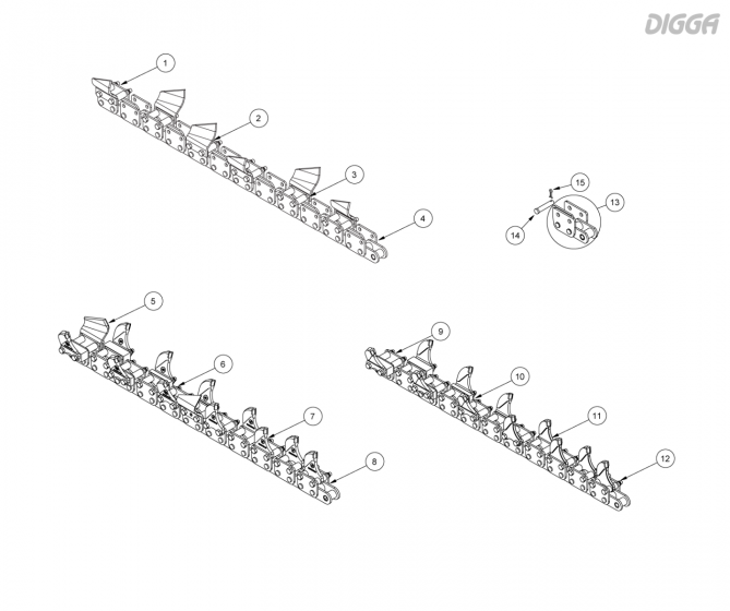 Digga BigFoot XD Trencher Chains - 1200 DIG - 2" Pitch
