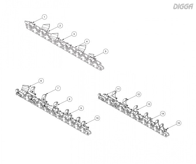 Digga HYDRIVE Trencher Chains - 1200 DIG- 1.5/8" Pitch