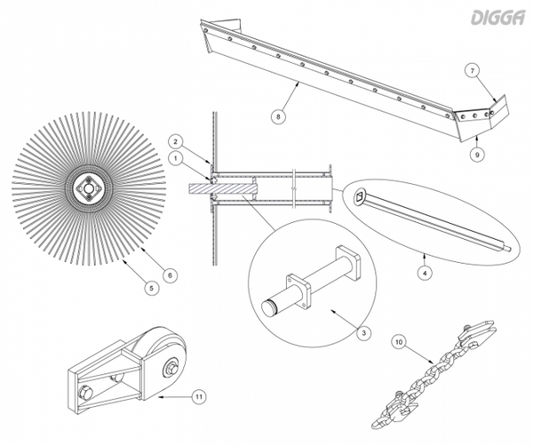 CLEANA BUCKET BROOM SPARES -  3000mm Wearparts - High Flow