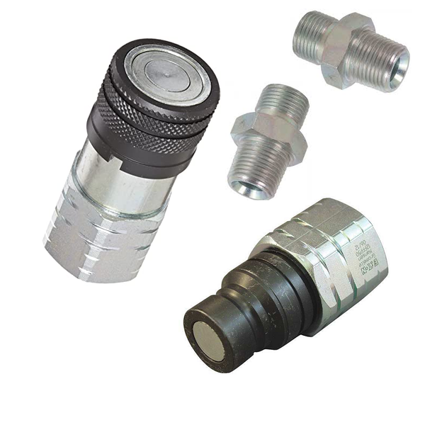 1/2" Flat Faced Couplers (Pair - Female and Male) with adaptor nipples